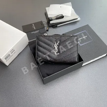 생로랑 카상드르 마틀라세 그레인드 가죽 지퍼 반지갑 22975