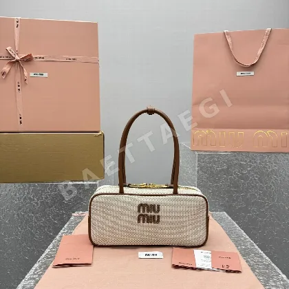 미우미우 캔버스 패치워크 보울링백 68382