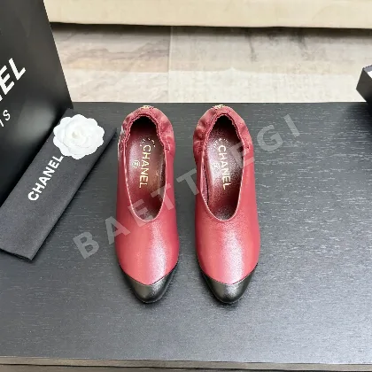 샤넬 와인 컬러 메리제인 양가죽 신발 98631