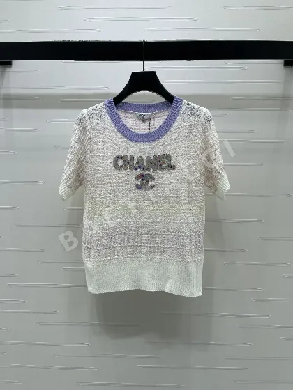 샤넬 그라데이션 라운드넥 반팔 니트 여성의류 19047