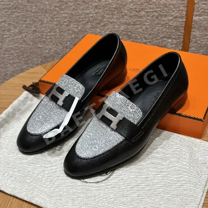 에르메스 파리 로퍼 블랙 도마뱀가죽 실버 하드웨어 165744