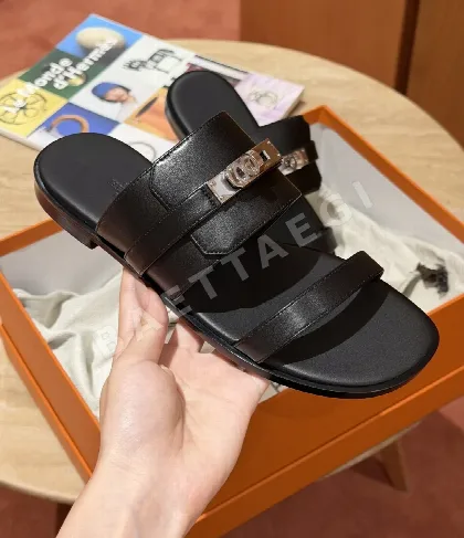 에르메스 샌들 블랙 가죽 189034