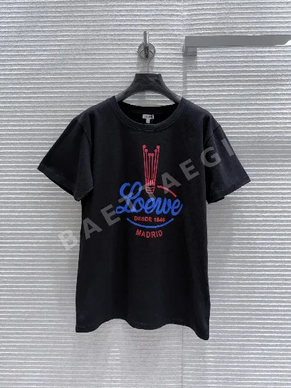 로에베 면 주름 여성 반팔 티셔츠 52124