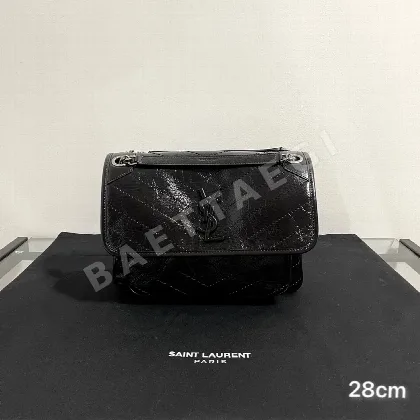 생로랑 니키 앤티크 실버 체인 숄더백 28CM633158