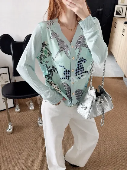 에르메스 레이온 패치워크 니트 가디건 137055