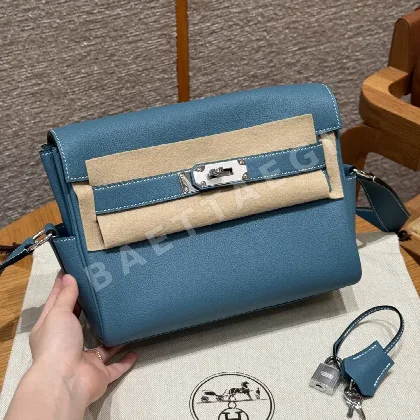 에르메스 켈리 24 데님 블루 실버 하드웨어 가방 18384