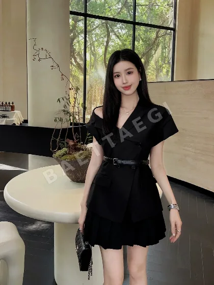 디올 메시 오프숄더 V넥 벨트 원피스 93381
