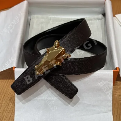 에르메스 쉐느당클 링크 양면 송아지가죽 벨트 175569
