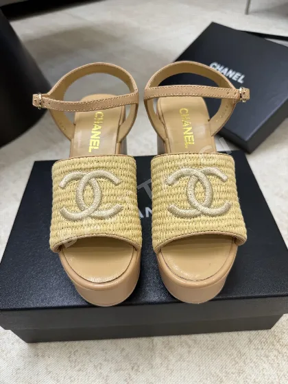 샤넬 나일론 직조 플랫폼 힐 신발 42309