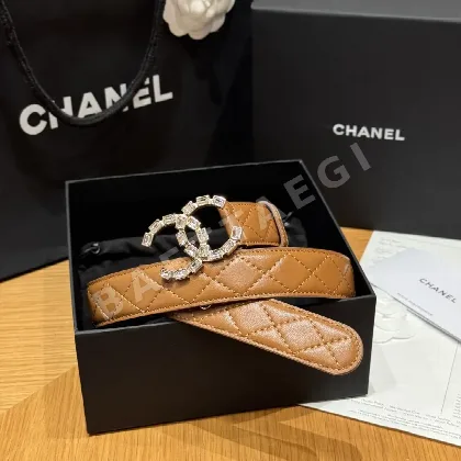 샤넬 램스킨 더블 C 메탈 로고 벨트 173926