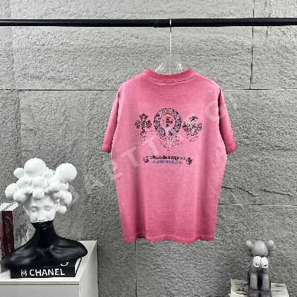 크롬하츠 헤비 데미지 가공 라인스톤 장식 코튼 반팔 티셔츠 53423