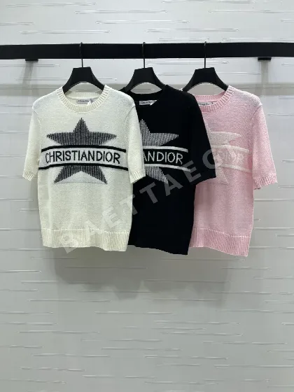 디올 울 혼방 크루넥 니트 반팔 티셔츠 51731
