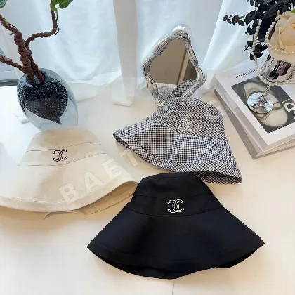 샤넬 린넨 코튼 혼방 챙 넓은 어부 모자 82855