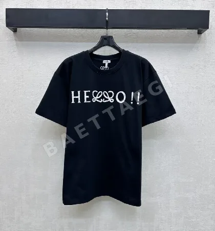 로에베 자수 로고 크루넥 반팔 티셔츠 52108