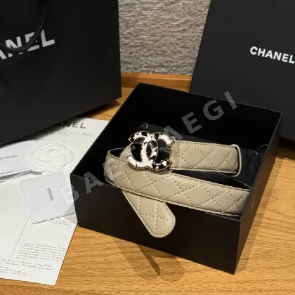 샤넬 더블 C 메탈 로고 램스킨 벨트 58622