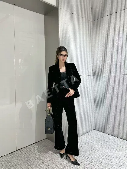 구찌 더블 G 라인스톤 벨벳 재킷 세트 91764