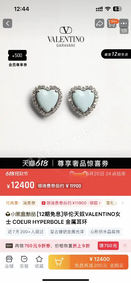 발렌티노 심플 디자인한 귀걸이 63511