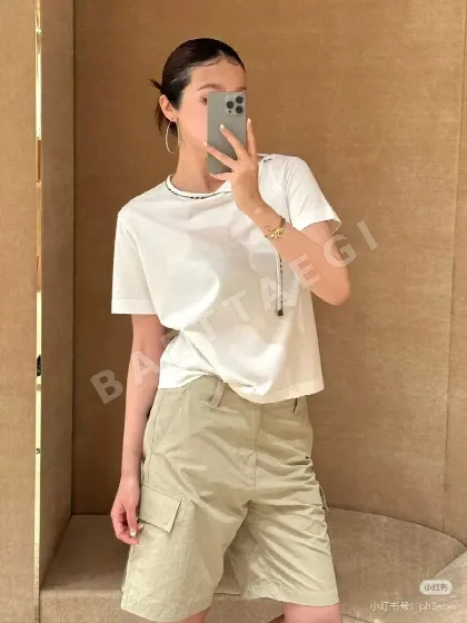 버버리 체크 패치워크 크루넥 반팔 티셔츠