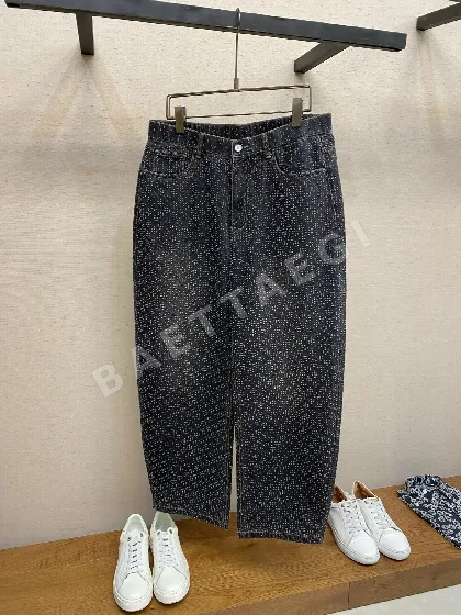 보테가베네타 헤비 듀티 자카드 데미지 와이드 레그 남성 바지 132334