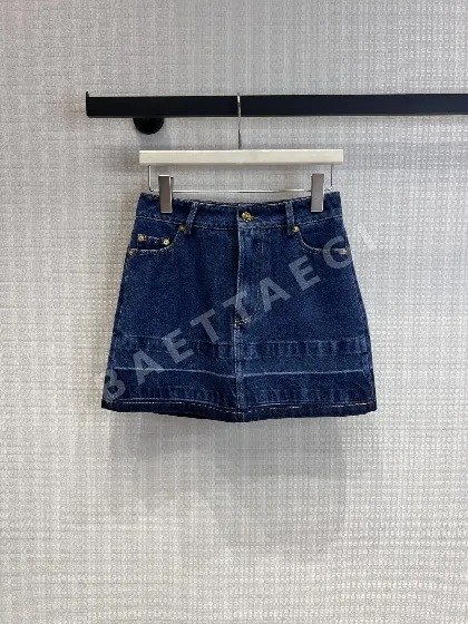 발렌티노 메탈릭 V 포켓 데님 미니스커트