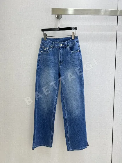 샤넬 메탈릭 더블 C 스트레이트 레그 바지 103882