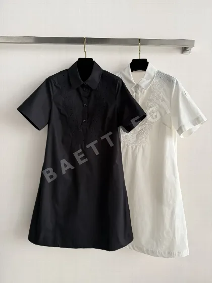 몽클레르 여성 린넨 카라 반팔 셔츠 원피스 52264