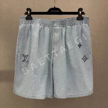 루이비통 LV 자수 샴브레이 남성 반바지 113771