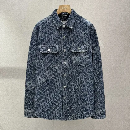 디올 오블리크 프린트 데님 긴팔 셔츠 186322