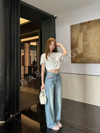 샤넬 크루넥 코튼 반팔 티셔츠