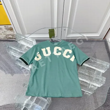 GU 2026 早春子供用新作半袖Tシャツ、フロッキープリントとオリジナル品質、230gヘビーウェイト生地 Gucci