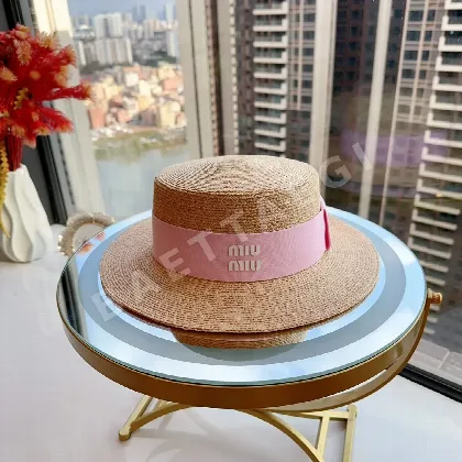 미우미우 라피아 플랫햇 모자 80945
