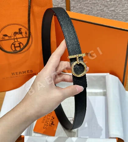 에르메스 셰뉴 당클 팔라듐 버클 양면 가죽 벨트 175314