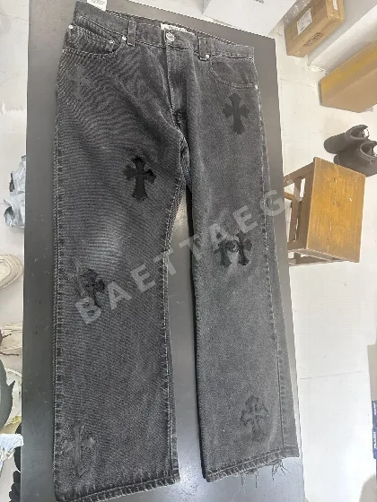 블랙 포니 헤어 패치워크 남성 바지 162489