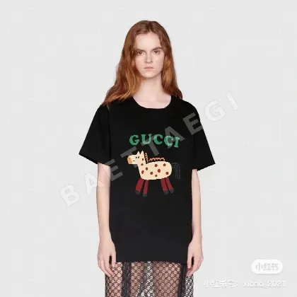 구찌 팬 컬러풀 카툰 포니 프린트 반팔 티셔츠 88093