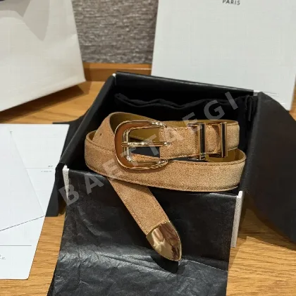 셀린느 웨스턴 골드 버클 스웨이드 소가죽 벨트 179545