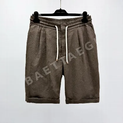 브루넬로쿠치넬리 린넨 미드라이즈 스트레이트 레그 반바지 114001