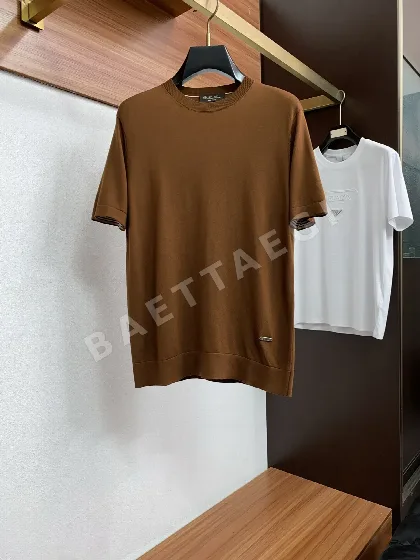 로로피아나 남성 라운드넥 니트 반팔 티셔츠 48174