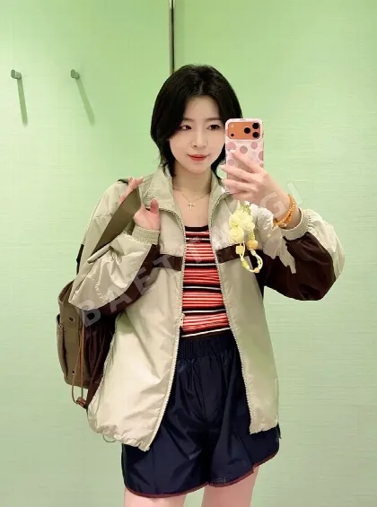 프라다 컬러 블록 나일론 여성 자켓 114829