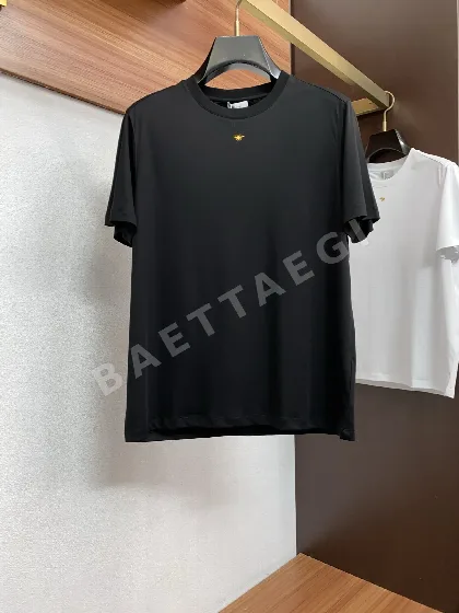 디올 크루넥 양면 머서라이즈드 코튼 반팔 티셔츠 47454