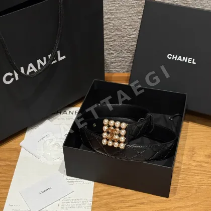 샤넬 다이아몬드 패턴 램스킨 더블 C 벨트 58494