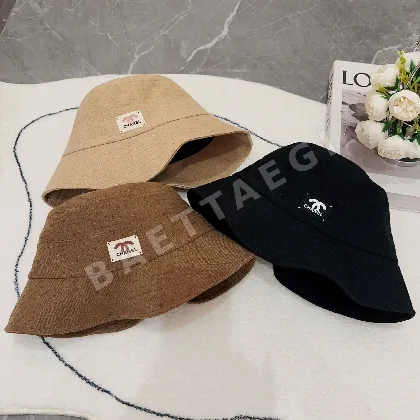 샤넬 격자무늬 코튼 버킷햇 82745