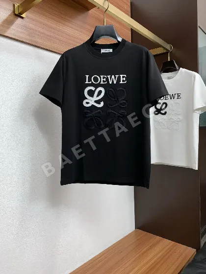 로에베 머서라이즈드 코튼 크루넥 반팔 티셔츠 132986