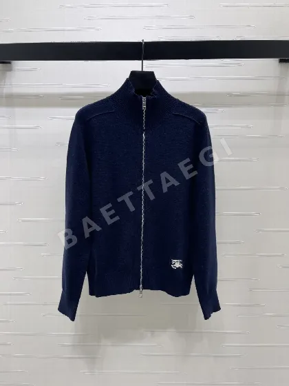 버버리 말 로고 울 스탠드카라 여성 가디건 자켓 155687