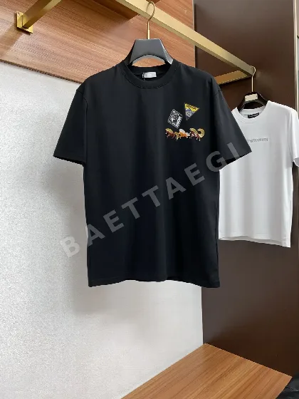 디올 코튼 크루넥 남성 반팔 티셔츠 47406