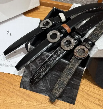 셀린느 차트 디스크 양면 가죽 벨트 174605