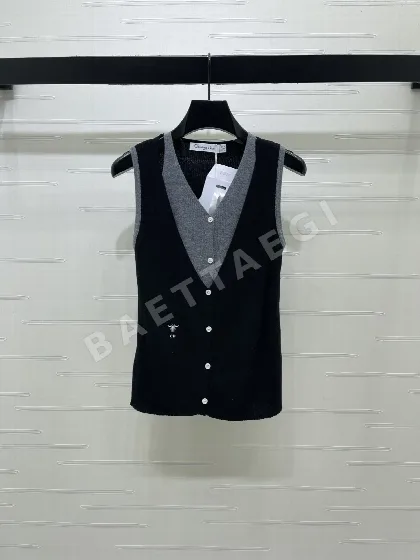 디올 컬러 블록 페이크 투피스 니트 베스트 155672