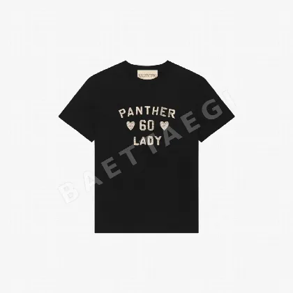 발렌티노 데미지 하트 문자 로고 여성 반팔 티셔츠 87940
