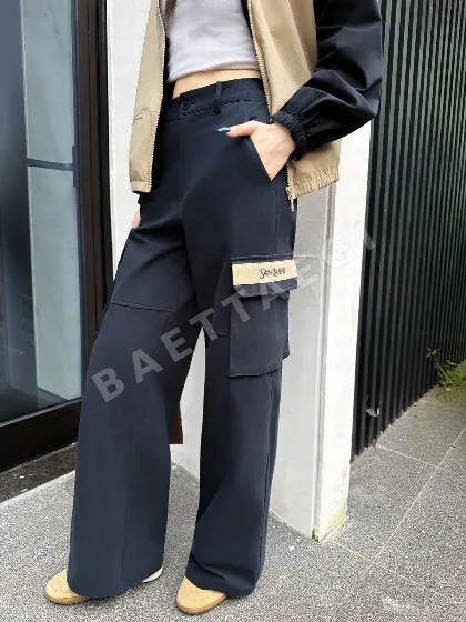 생로랑 컬러 블록 카고 팬츠 여성 바지