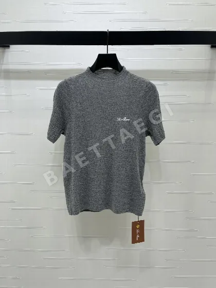 로로피아나 플리츠 하이넥 니트 반팔 탑 143088