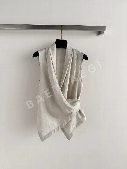 브루넬로쿠치넬리 린넨 크로스오버 노슬리브 셔츠 129672